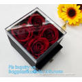 rose flower cardboard box, cardboard gift flower box with clear window, flower box package gift clear flower box